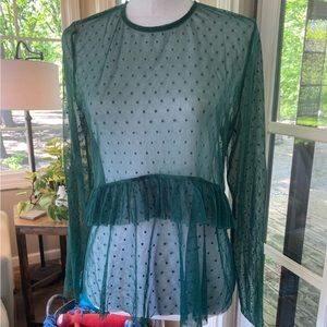 Beautiful sheer green top with ruffles